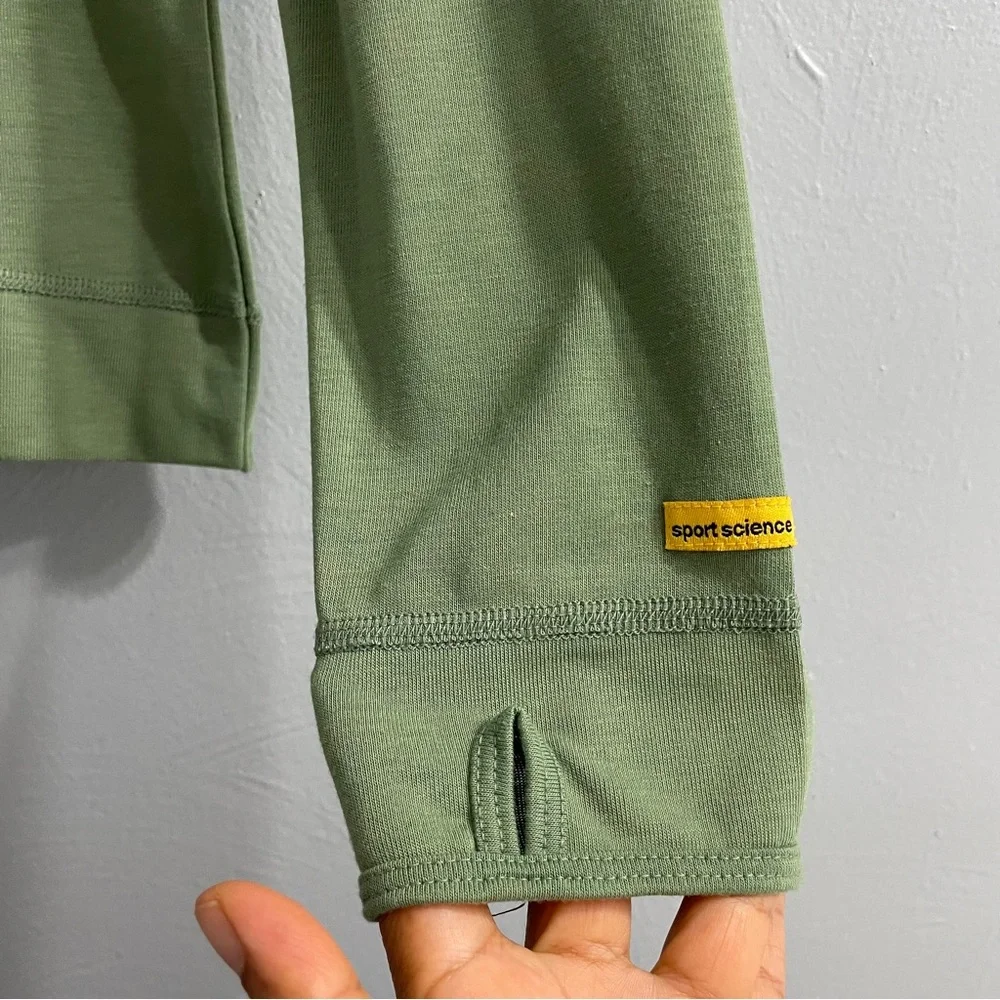 Sport Science wool 2.0 base-layer top pullover half zip green outdoor thumbholes - Picture 5 of 9